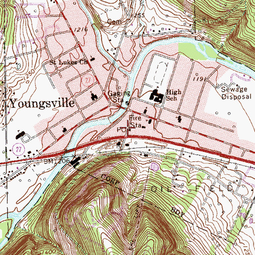Topographic Map of Youngsville Borough Police Department, PA