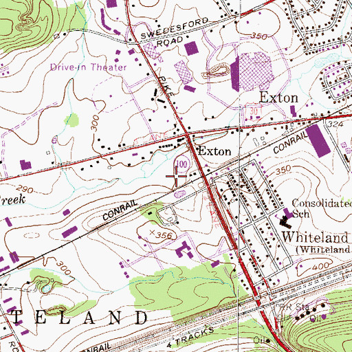 Topographic Map of West Whiteland Township Police Department, PA