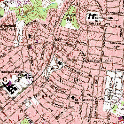 Topographic Map of Springfield Township Police Department, PA