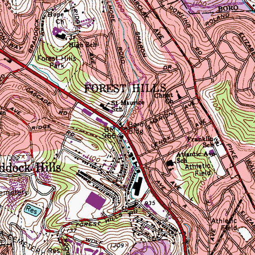 Topographic Map of Forest Hills Police Department, PA