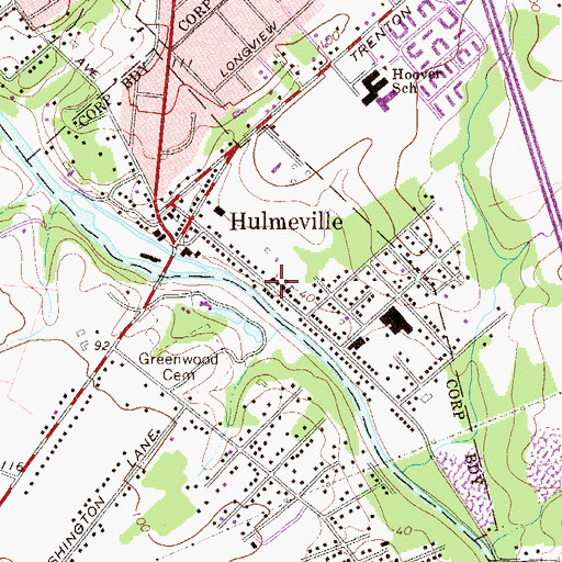 Topographic Map of Hulmeville Borough Police Department, PA