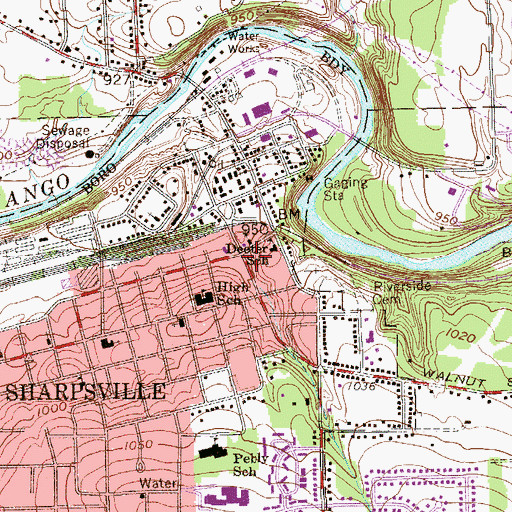 Topographic Map of Sharpsville Boro Police Department, PA