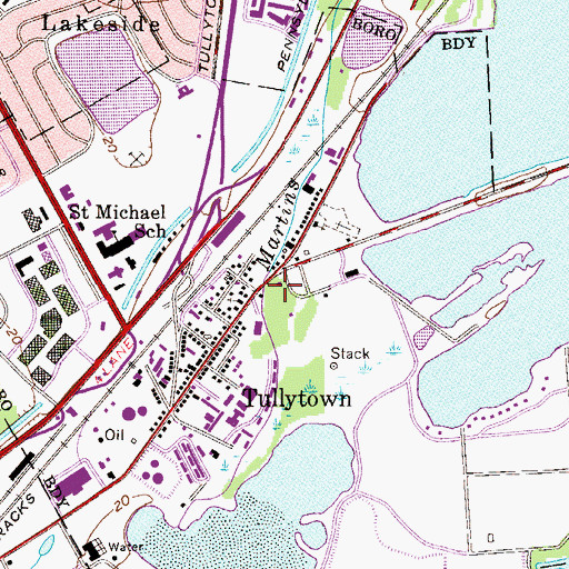 Topographic Map of Tullytown Borough Police Department, PA