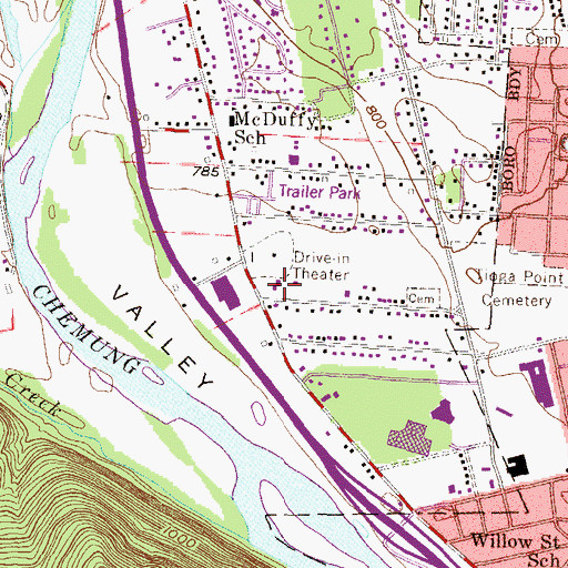 Topographic Map of Athens Township Police Department, PA