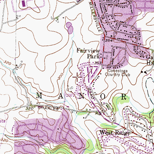 Topographic Map of Manor Township Police Department, PA