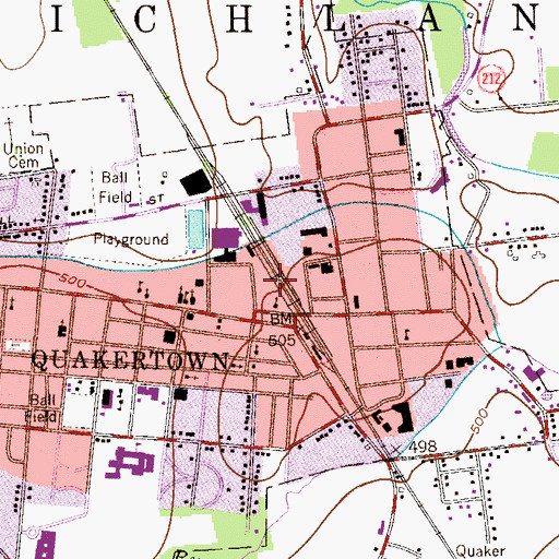 Topographic Map of Quakertown Police Department, PA