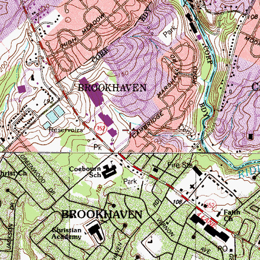 Topographic Map of Brookhaven Police Department, PA