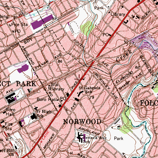 Topographic Map of Norwood Borough Police Department, PA