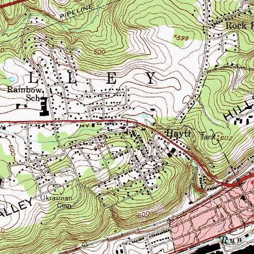 Topographic Map of Valley Township Police Department, PA