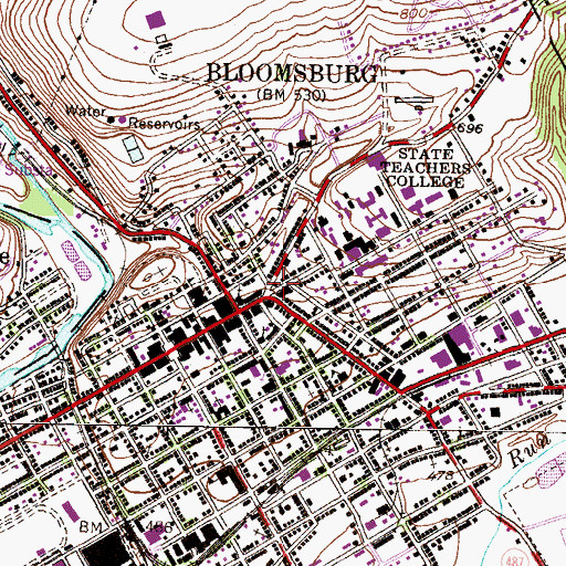 Topographic Map of Bloomsburg Police Department, PA
