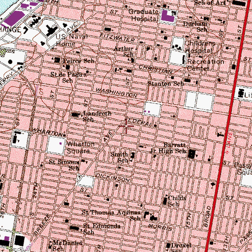 Topographic Map of Philadelphia Police Department - 17th District, PA