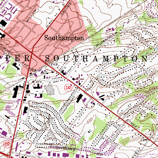 Topographic Map of Upper Southampton Township Police Department, PA