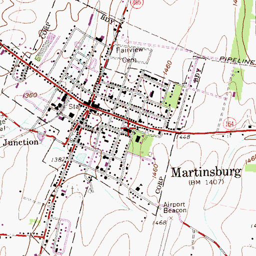 Topographic Map of Martinsburg Borough Police Department, PA