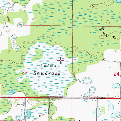 Topographic Map of Akins Sawgrass, FL