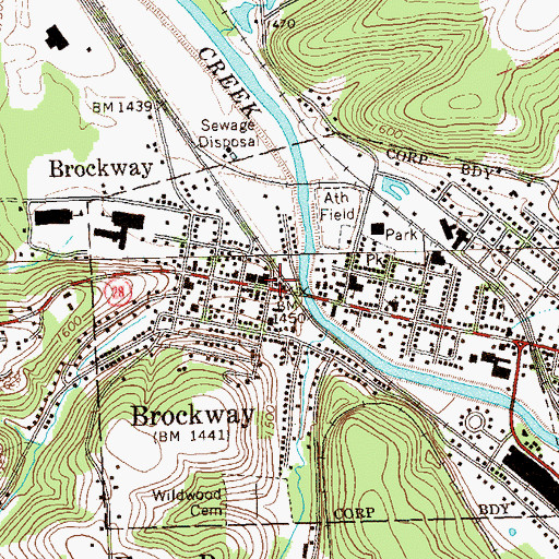 Topographic Map of Brockway Police Department, PA
