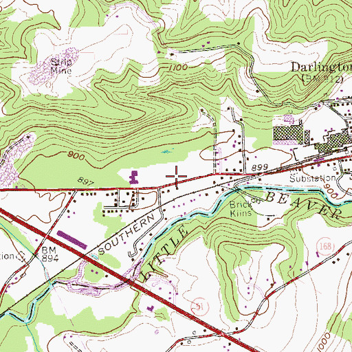 Topographic Map of Darlington Township Police Department, PA