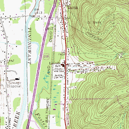 Topographic Map of Foster Township Police Department, PA