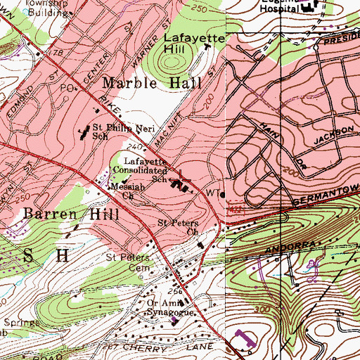 Topographic Map of Whitemarsh Township Police Department, PA