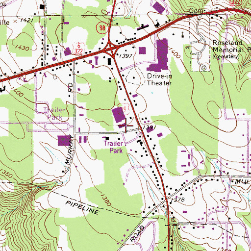 Topographic Map of Vernon Township Police Department, PA