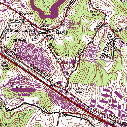 Topographic Map of Robinson Township Police Department, PA