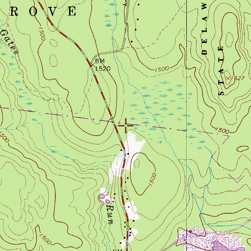Topographic Map of Pennsylvania State Police Troop R Blooming Grove Station, PA