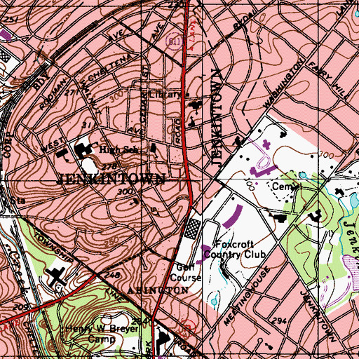 Topographic Map of Jenkintown Police Department, PA