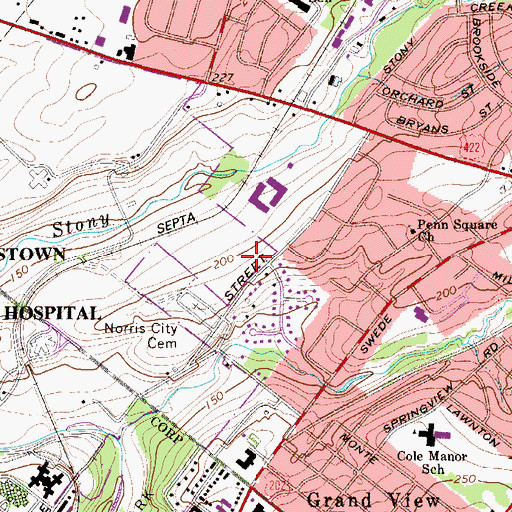Topographic Map of East Norriton Township Police Department, PA