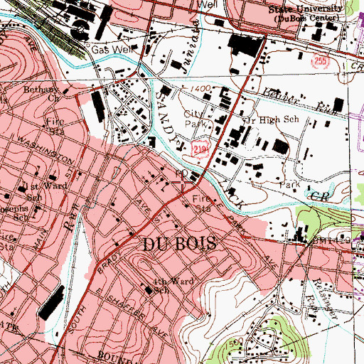 Topographic Map of DuBois Police Department, PA