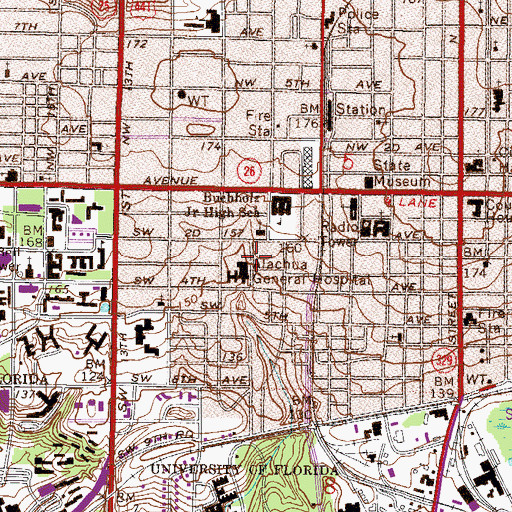 Topographic Map of Shands Alachua General Hospital, FL
