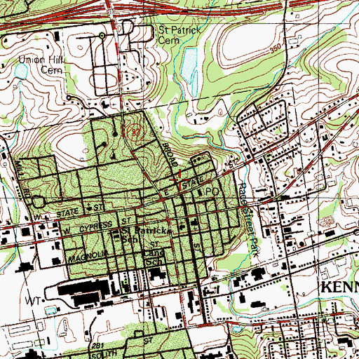 Topographic Map of Kennett Square Police Department, PA