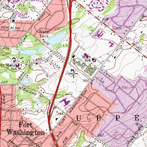 Topographic Map of Upper Dublin Township Police Department, PA