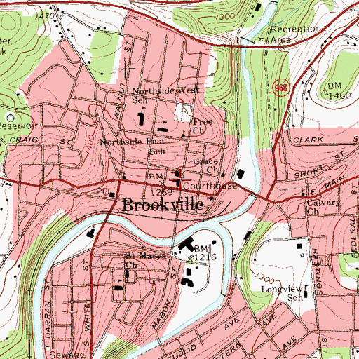 Topographic Map of Jefferson County Sheriff's Office, PA