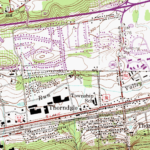 Topographic Map of Caln Township Police Department, PA