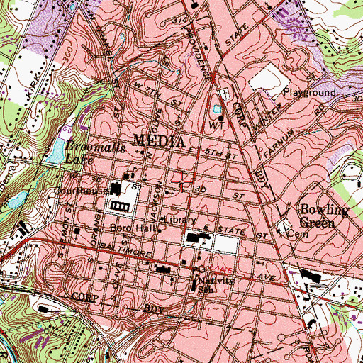 Topographic Map of Media Police Department, PA