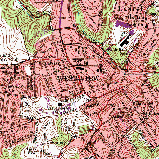 Topographic Map of West View Borough Police Department, PA
