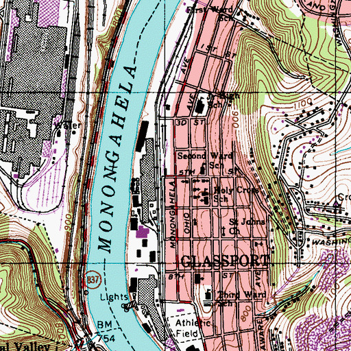 Topographic Map of Glassport Police Department, PA