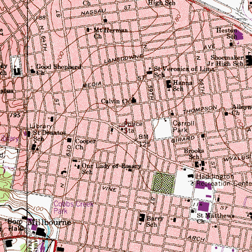 Topographic Map of Philadelphia Police Department - 19th District, PA