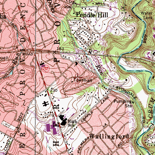 Topographic Map of Nether Providence Township Police Department, PA