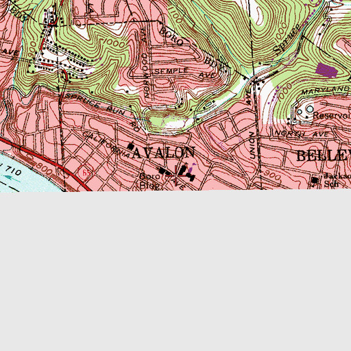 Topographic Map of Avalon Borough Police Department, PA