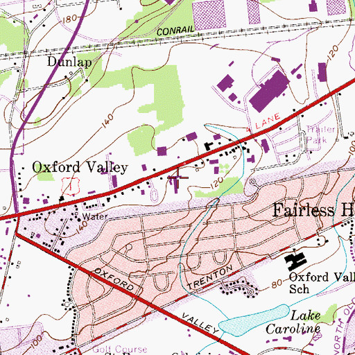 Topographic Map of Falls Township Police Department, PA