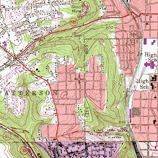 Topographic Map of Patterson Township Police Department, PA