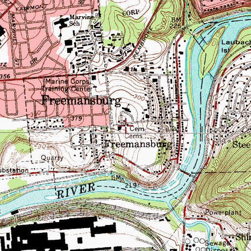 Topographic Map of Freemansburg Police Department, PA