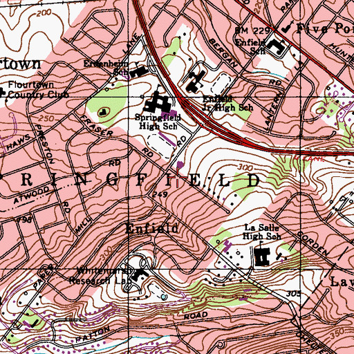 Topographic Map of Springfield Township Police Department, PA