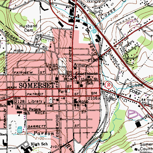 Topographic Map of Somerset County Sheriff's Office, PA