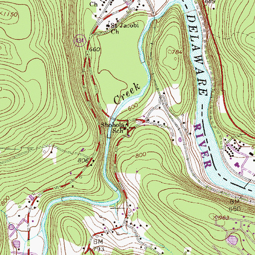 Topographic Map of Shohola Township Police Department, PA