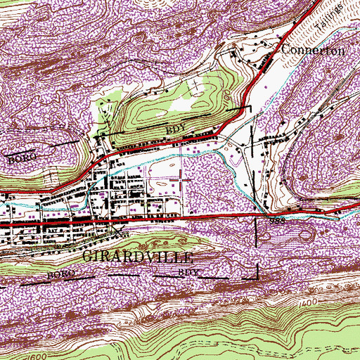 Topographic Map of Girardville Police Department, PA