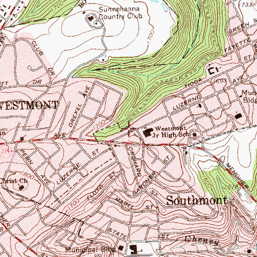 Topographic Map of West Hills Regional Police Department, PA