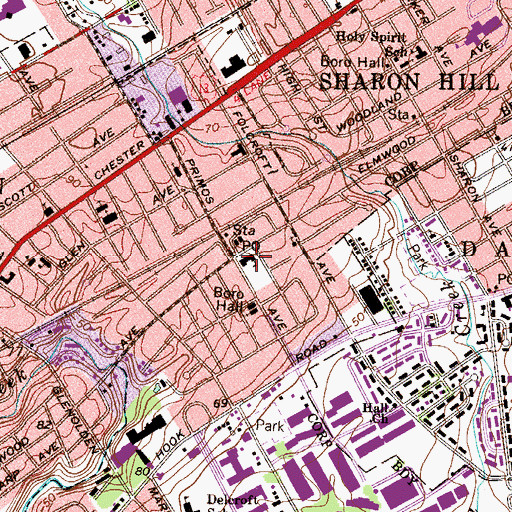 Topographic Map of Folcroft Borough Police Department, PA