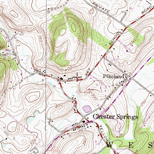 Topographic Map of West Pikeland Township Police Department, PA