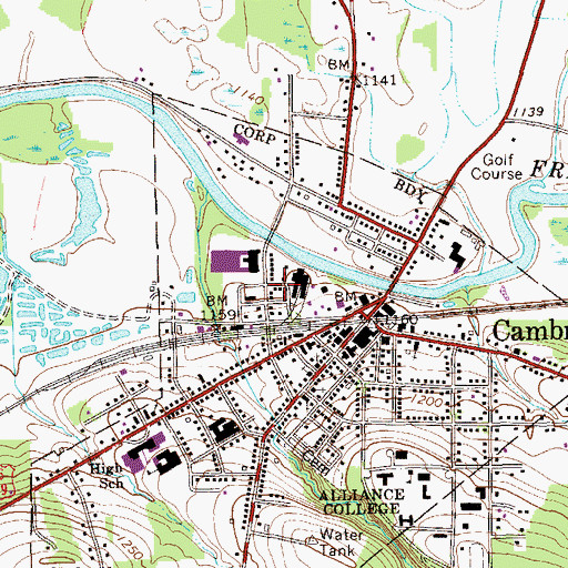 Topographic Map of Cambridge Springs Police Department, PA